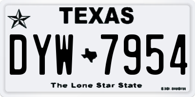 TX license plate DYW7954