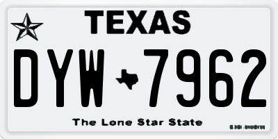TX license plate DYW7962