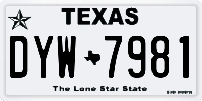 TX license plate DYW7981
