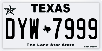 TX license plate DYW7999