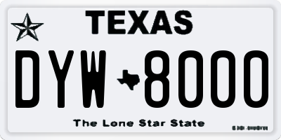 TX license plate DYW8000