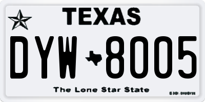 TX license plate DYW8005