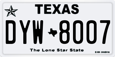 TX license plate DYW8007