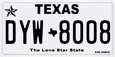TX license plate DYW8008