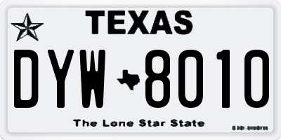 TX license plate DYW8010