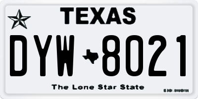 TX license plate DYW8021