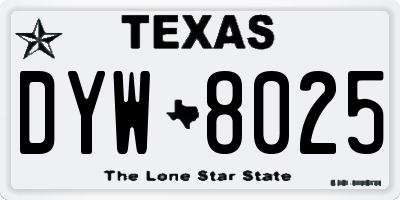 TX license plate DYW8025