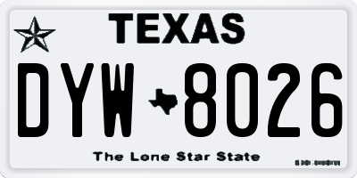 TX license plate DYW8026