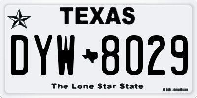 TX license plate DYW8029