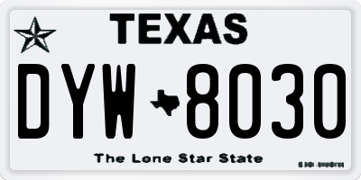 TX license plate DYW8030