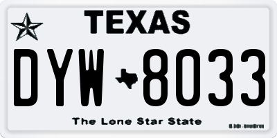 TX license plate DYW8033