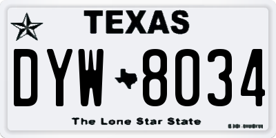 TX license plate DYW8034