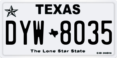 TX license plate DYW8035