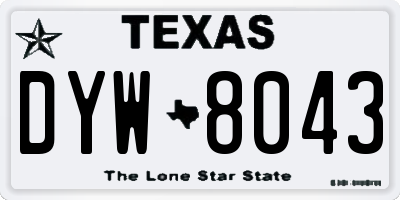 TX license plate DYW8043