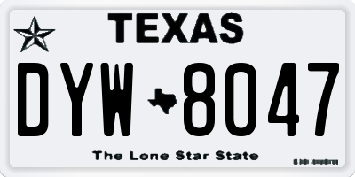 TX license plate DYW8047
