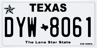 TX license plate DYW8061