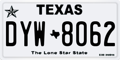 TX license plate DYW8062