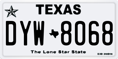 TX license plate DYW8068