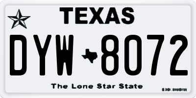 TX license plate DYW8072