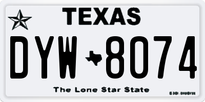 TX license plate DYW8074