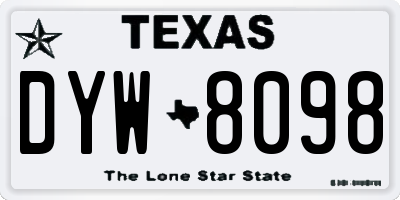 TX license plate DYW8098