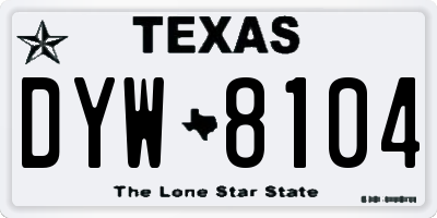 TX license plate DYW8104