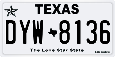 TX license plate DYW8136