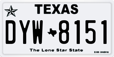 TX license plate DYW8151
