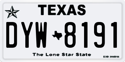 TX license plate DYW8191