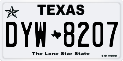 TX license plate DYW8207