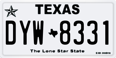 TX license plate DYW8331