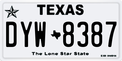 TX license plate DYW8387