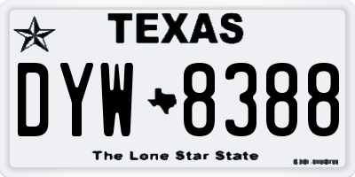 TX license plate DYW8388