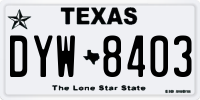 TX license plate DYW8403