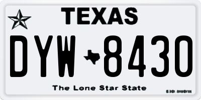 TX license plate DYW8430