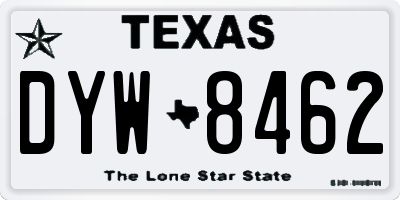 TX license plate DYW8462