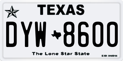 TX license plate DYW8600