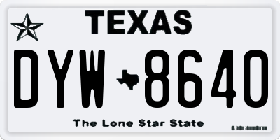 TX license plate DYW8640