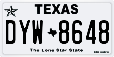 TX license plate DYW8648
