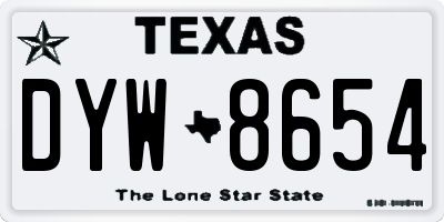 TX license plate DYW8654