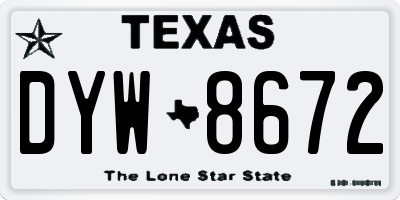 TX license plate DYW8672