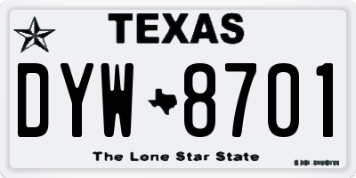 TX license plate DYW8701