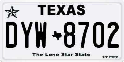 TX license plate DYW8702