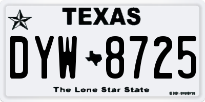TX license plate DYW8725