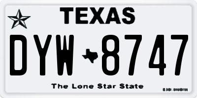 TX license plate DYW8747