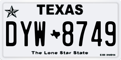 TX license plate DYW8749