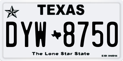 TX license plate DYW8750