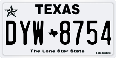 TX license plate DYW8754