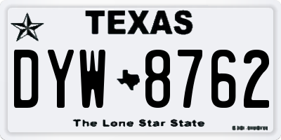 TX license plate DYW8762