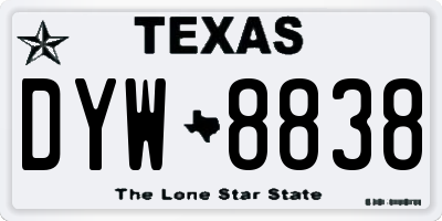 TX license plate DYW8838
